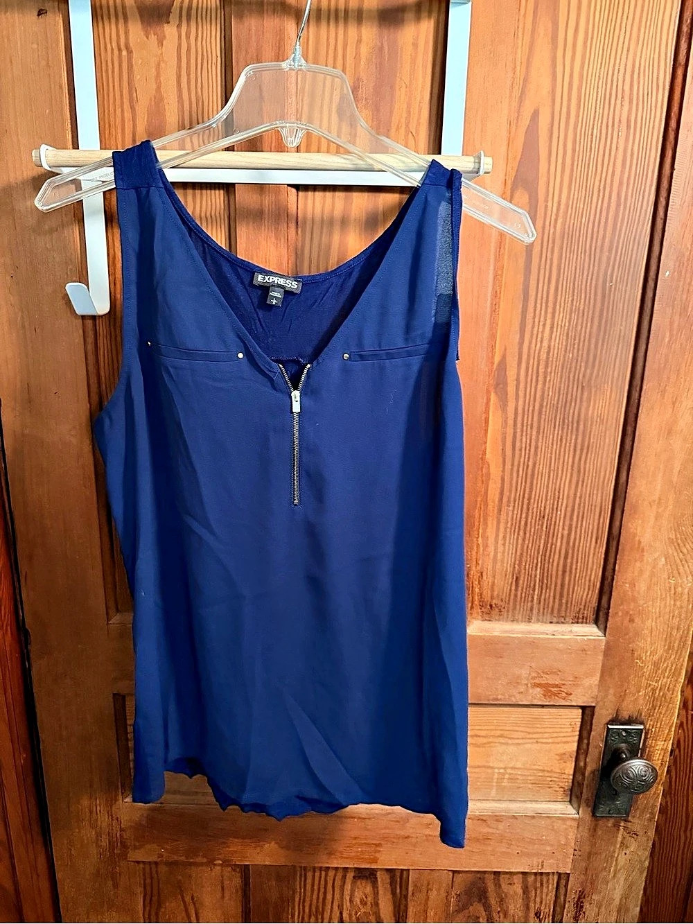 Blue Zip-Front Tank Top Size Small